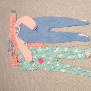 Three girl zipper footie pajamas by Gerber and Kids Headquarters, size 3T
